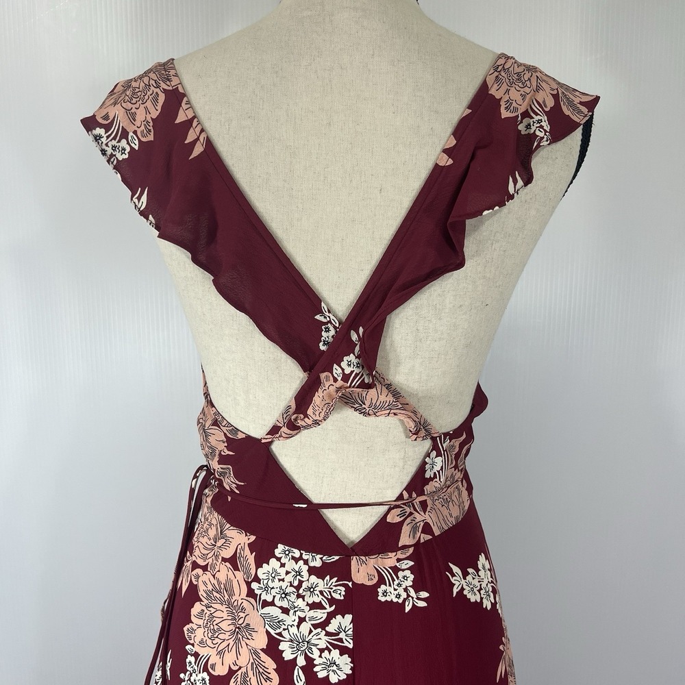 Privacy Please Revolve Fillmore Floral Maxi Dress Size Small Red High Low Ruffle - Picture 6 of 8